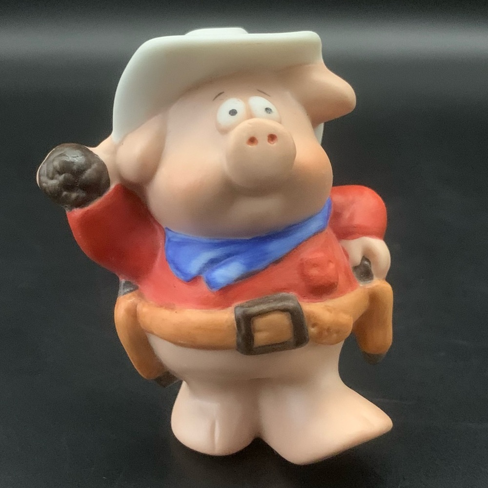 1982 Hallmark  "Snortles" Porcelain Cowboy Pig Figurine